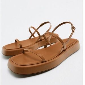 NWT Zara leather strappy chunky sole sandals size 42